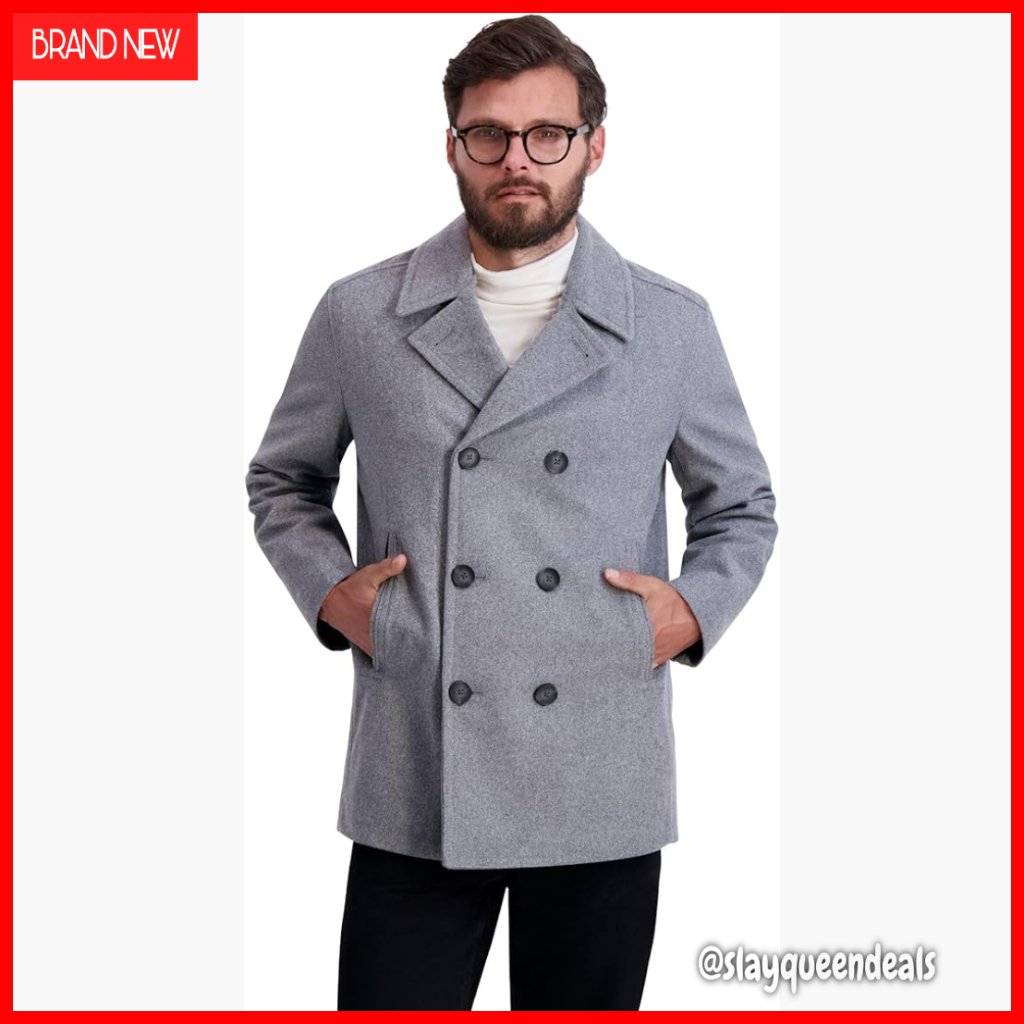 Wool Blend Peacoat Double-Breasted Winter Coat Regular Big Tall Sizes